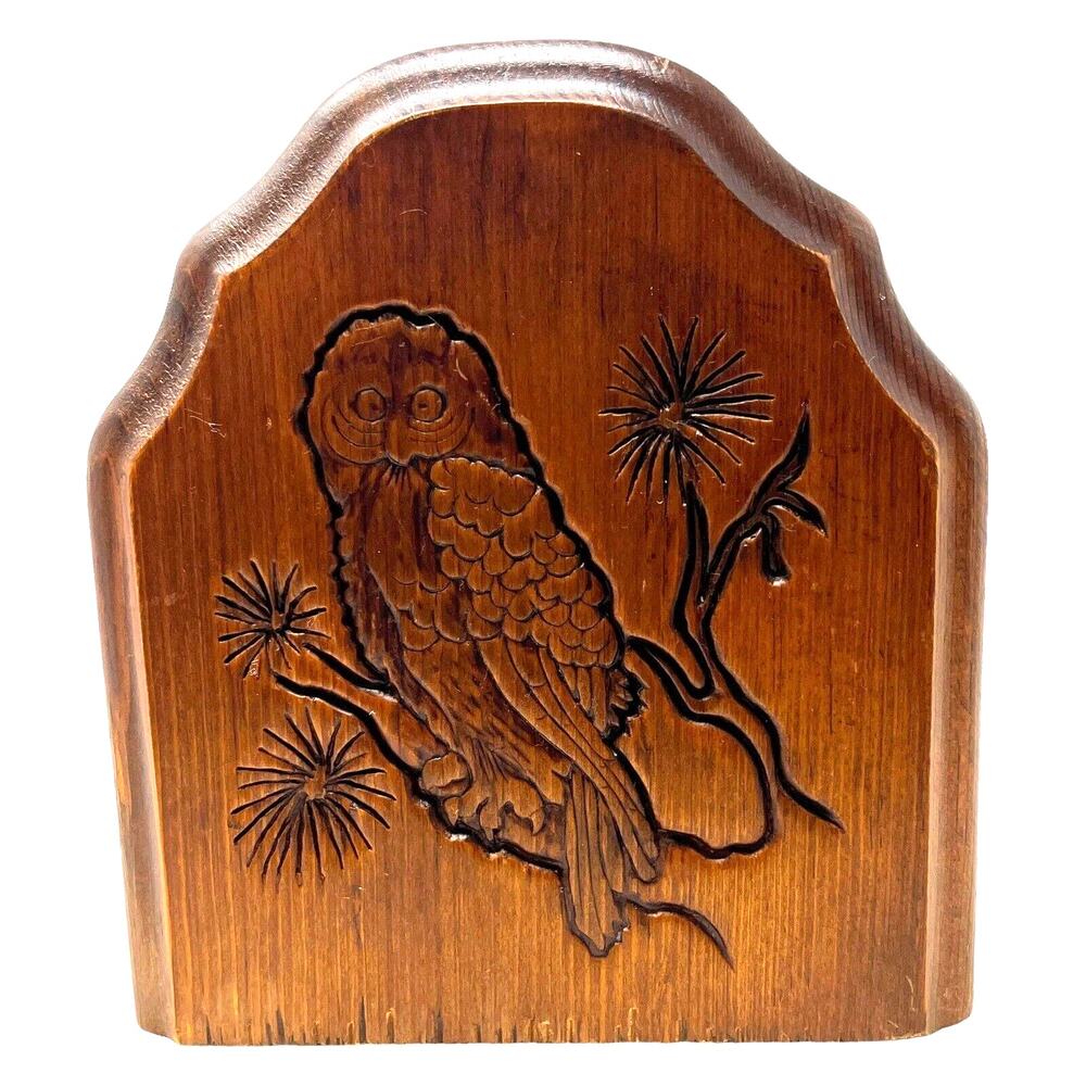 Vintage Wooden Metal Owl Tree Branch Bookends‎